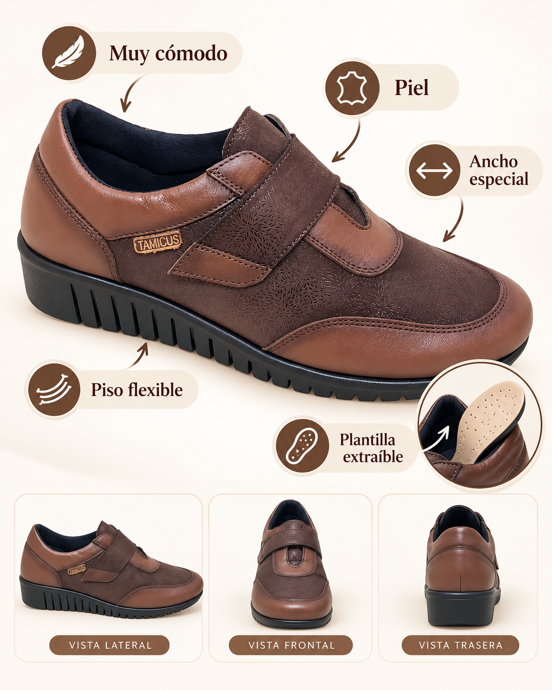 ZAPATO MARRON ELASTICOS
